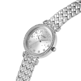 GUESS GLITZ DIAL SILVER QUILTED BRACELET WATCH GW0763L1