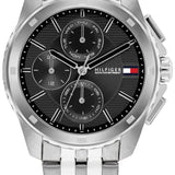 TOMMY HILFIGER WALKER BLACK DIAL STEEL WATCH 1710620