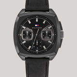 TOMMY HILFIGER APOLLO BLACK DIAL LEATHER STRAP WATCH 1710556