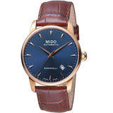 Mido Baroncelli Midnight Blue Brown Leather Strap Men Watch M86003158