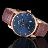 Mido Baroncelli Midnight Blue Brown Leather Strap Men Watch M86003158