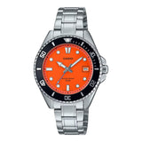 Casio Analog Orange Dial Stainless Steel Men's Watch MDV-10D-4A1VDF