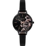 Oui & Me Floral Black Dial Leather Strap Women Watch ME010257