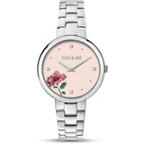 Oui & Me Floral Dial Silver Stainless Steel Strap Women Watch ME010325