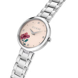 Oui & Me Floral Dial Silver Stainless Steel Strap Women Watch ME010325