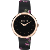 Oui & Me Black Dial Leather Strap Women Watch ME010326