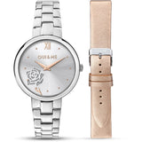 Oui & Me Silver Dial Blush Pink Leather Strap Women Watch ME010328