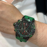 Megir Chronograph Green Silicone Strap Men Watch MN8110G-BKGN-1N9