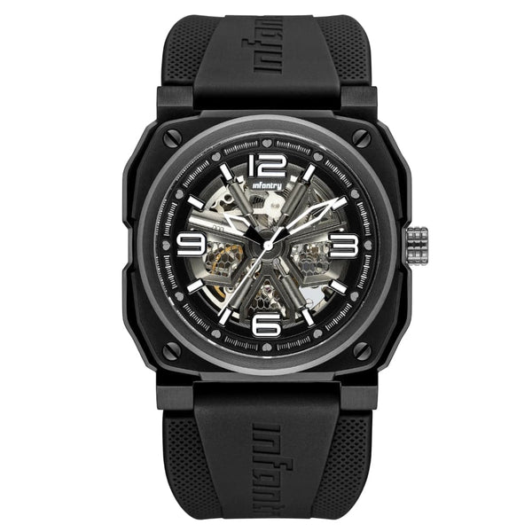 Infantry The Warrior Skeleton Dial Black Silicone Strap Men Watch MOD47-FC-03