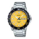 Casio General Yellow Dial Silver Stainless Steel Strap Men Watch MTD-125D-9AVDF