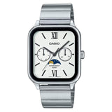 Casio General Analog White Dial Moon Phase Stainless Steel Men's Watch MTP-M305D-7A2VDF