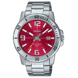 Casio General Analog Red Dial Stainless Steel Men's Watch MTP-VD01D-4BDF-P