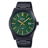 Casio General Green Dial Black Stainless Steel Strap Men Watch MTP-VD03B-3AUDF-P