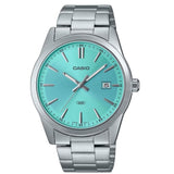 Casio General Turquoise Dial Silver Stainless Steel Strap Men Watch MTP-VD03D-2A3UDF