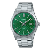 Casio General Green Dial Silver Stainless Steel Strap Men Watch MTP-VD03D-3A1UDF