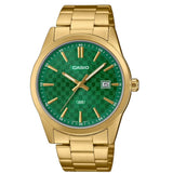 Casio General Green Dial Gold Stainless Steel Strap Men Watch MTP-VD03G-3AUDF-P