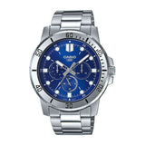 Casio General Chronograph Blue Dial Silver Stainless Steel Strap Men Watch MTP-VD300D-2EUDF-P