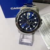 Casio General Chronograph Blue Dial Silver Stainless Steel Strap Men Watch MTP-VD300D-2EUDF-P