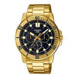 Casio General Black Dial Chronograph Gold Stainless Steel Strap Men Watch MTP-VD300G-1EUDF-P