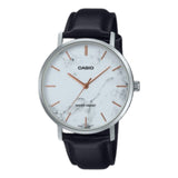 Casio General Black Leather White Dial Men's Watch MTP-VT01LM-7AUDF-P