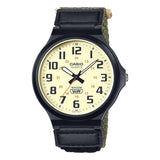 Casio Quartz Analog Green Cloth Men's Watch MW-240B-3BVDF-P