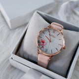 Natbyj Dazzle Light Pink Leather Strap Women Watch NAT0207