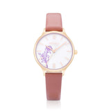 Natbyj Dream White Dial Brown Leather Strap Women Watch NAT0305