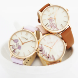 Natbyj Dream White Dial Brown Leather Strap Women Watch NAT0305