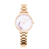 Natbyj First Love White Dial Gold Stainless Steel Strap Women Watch NAT0605M