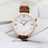 Natbyj Stargaze White Dial Brown Leather Strap Women Watch NAT0905