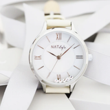 Natbyj Stargaze White Dial Cream Leather Strap Women Watch NAT0908