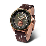 Vostok Europe Gray Dial Brown Leather Strap Men Watch NE57-225O565-L