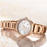 Naviforce Silver Dial Rose Gold Stainless Steel Strap Women Watch NF5016 RG/W