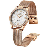 Naviforce Silver Dial Rose Gold Milanese Strap Women Watch NF5028 RG/W