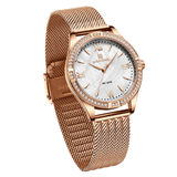 Naviforce Silver Dial Rose Gold Milanese Strap Women Watch NF5028 RG/W