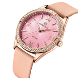 Naviforce Pink Dial Leather Strap Women Watch NF5038 RG/R