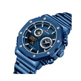 Naviforce Digital-Analogue Blue Stainless Strap Men Watch NF9216S BE/BE