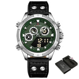 Naviforce Chronograph Black Leather Strap Men Watch NF9224 S/GN/B