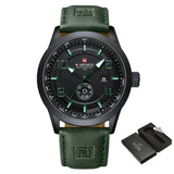 Naviforce Black Dial Green PU Band Strap Men Watch NF9229 B/GN/GN