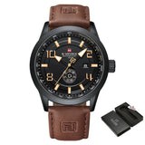 Naviforce Black Dial Brown PU Band Strap Men Watch NF9229 B/Y/BN