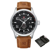 Naviforce Black Dial Brown PU Band Strap Men Watch NF9229 S/W/L.BN