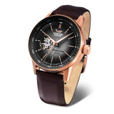 Vostok Europe Black Dial Brown Leather Strap Men Watch NH38-560B682-L