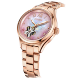 Citizen Mechanical Rose Gold Stainless Steel Strap Women Watch PC1017-70Y