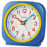 Seiko Clock White Dial Blue Case Alarm Clock QHE200L