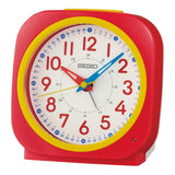 Seiko Clock White Dial Red Case Alarm Clock QHE200R