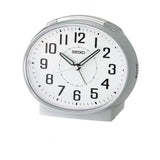 Seiko Clock White Dial Silver Case Alarm Clock QHK059S