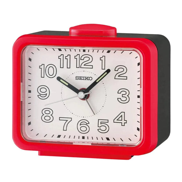 Seiko Alarm Clock White Dial Red Case QHK061R