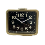 Seiko Clock Black Dial Gold Resin Case QHK062G