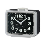 Seiko Clock Black Dial Silver Resin Case QHK062S