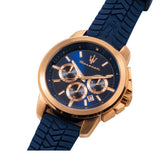 Maserati Successo Chronograph Blue Silicone Strap Men Watch R8871621034